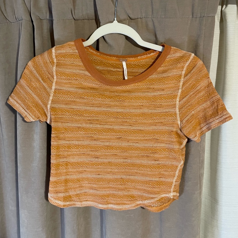 Free People - Orange striped baby tee